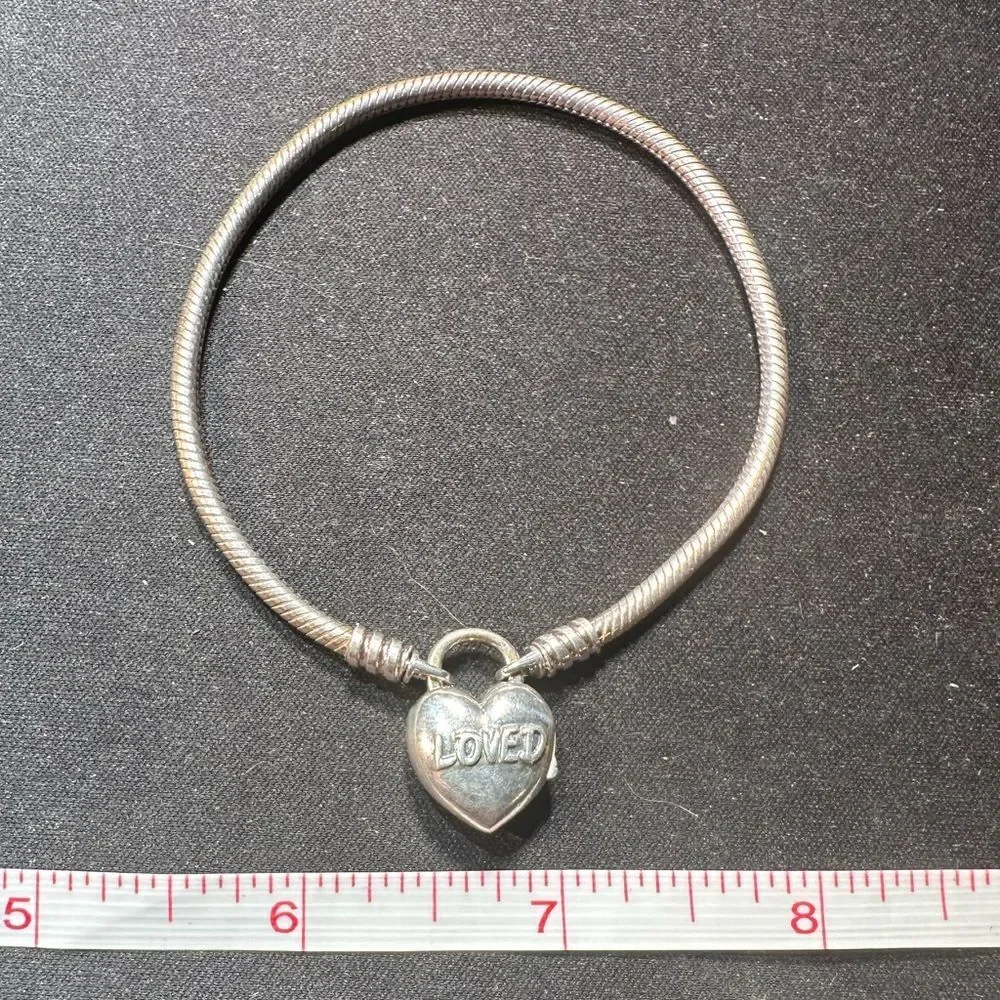 Silver Heart Charm bracelet with Logo